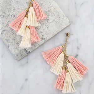 Ettika Daydreamer Tassel Earrings Peach/Gold